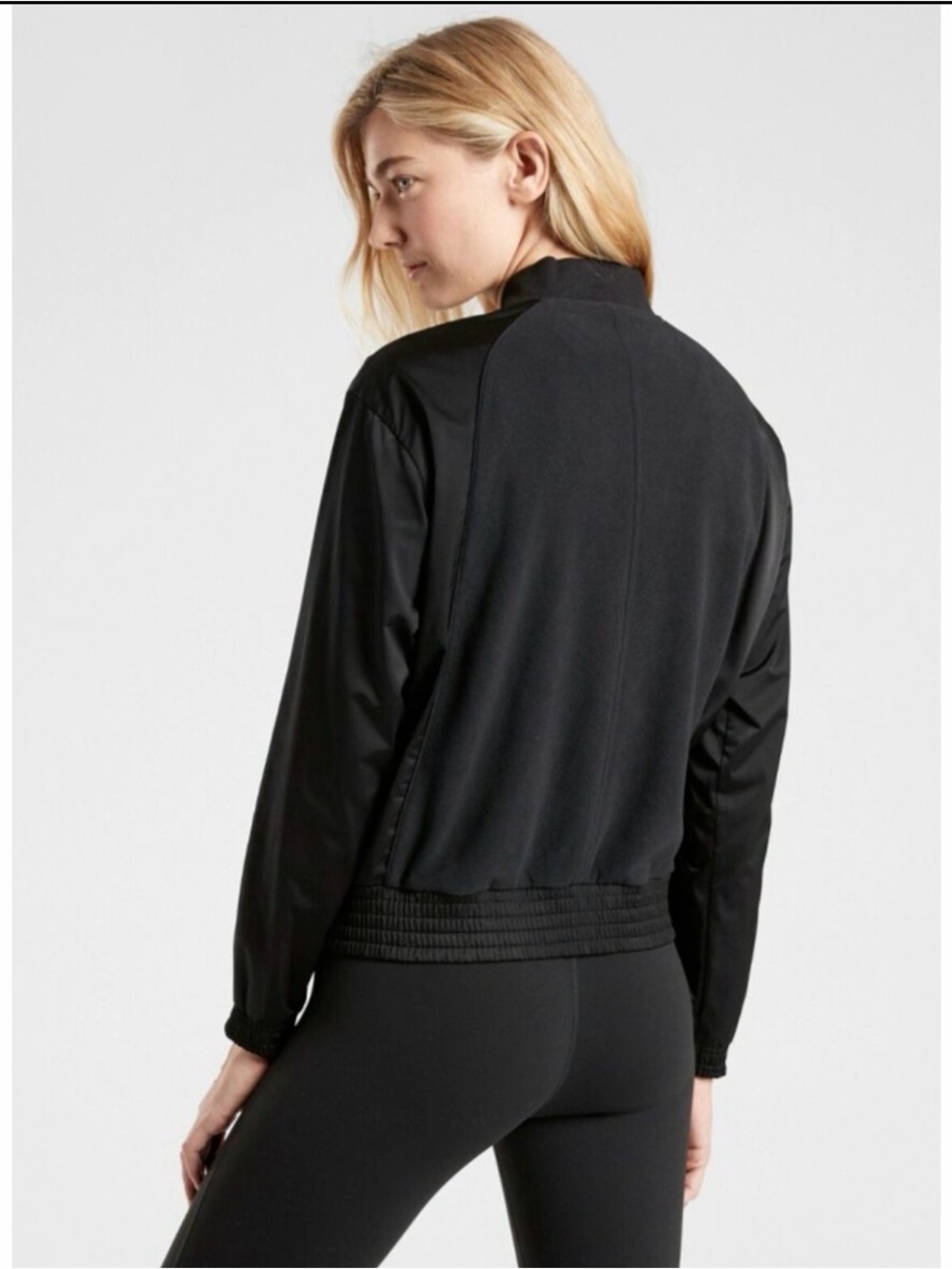 Athleta Black Technical Fleece Bomber Jacket Full Zip Womens XS Gorpcore Warm - Picture 8 of 15
